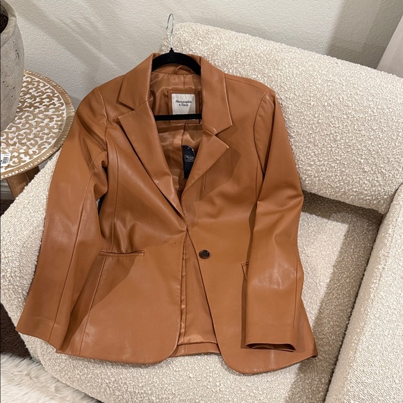 Abercrombie and fitch Brown Faux Leather Blazer - Picture 1 of 1
